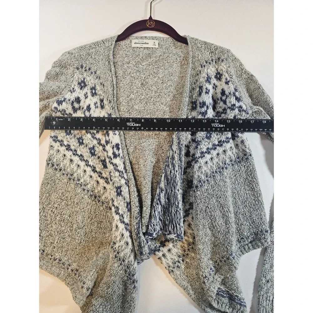 Abercrombie‎ Cardigan Sweater Kids M Gray Fair Isle Open Front